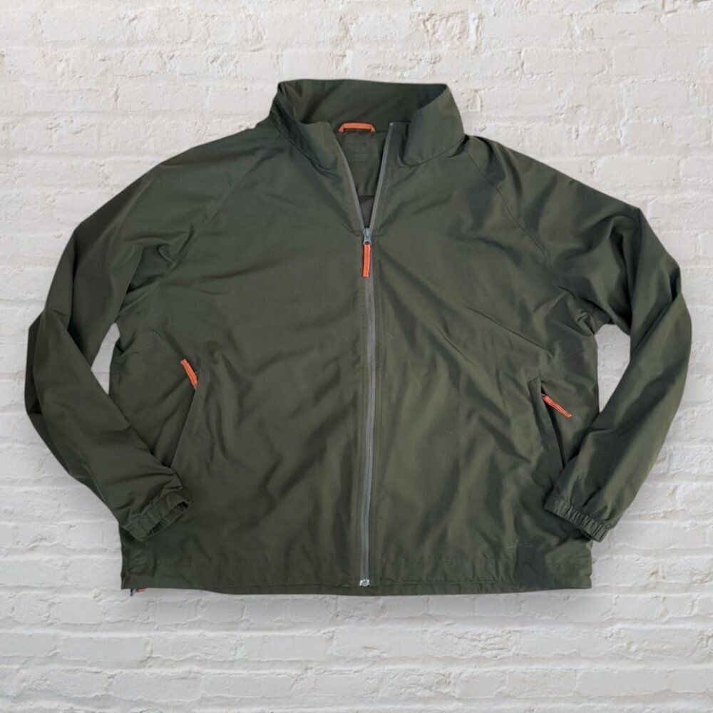 CABELAS Windcrest Olive Hunter Green Orange Zip Rain Spring Jacket Mens XXL
